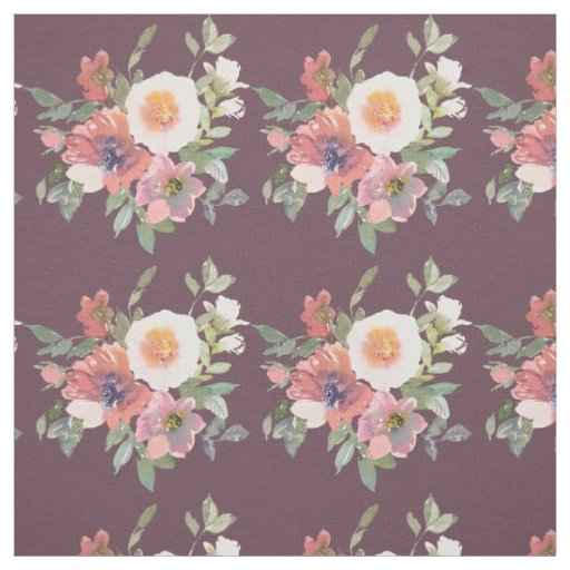 Boho Floral Bouquet on Dark Purple Fabric