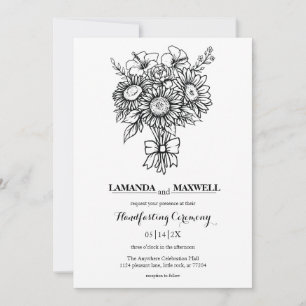 Boho Floral Bouquet with Ribbon Handfasting Invitation