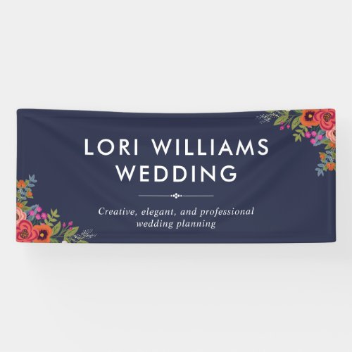 Boho Floral Bouquets _ Navy Blue _ Business Name Banner