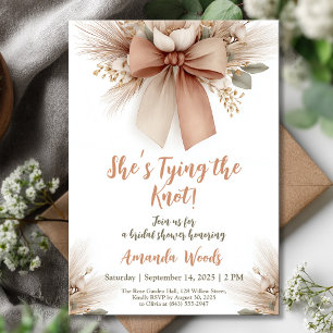 Boho Floral Bow Bridal Shower Invitation