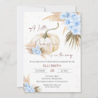 Boho Floral Boys Little Pumpkin Baby Shower  Invitation