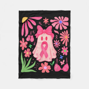 Boho Floral Breast Cancer In October We Wear Pink Fleece Blanket