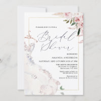 Boho Floral Bridal Dress Bridal Shower Invitation
