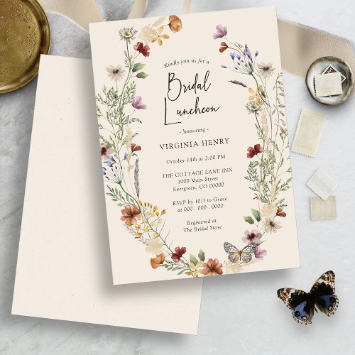 Boho Floral Bridal Luncheon Invitation