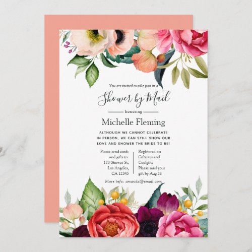 Boho Floral Bridal or Baby Shower by Mail Invitation
