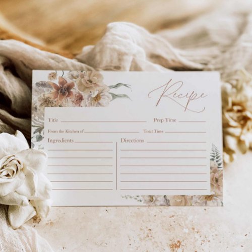 Boho Floral Bridal Recipe Card