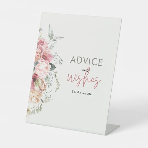 Boho Floral Bridal Shower Advice and Wishes Pedestal Sign