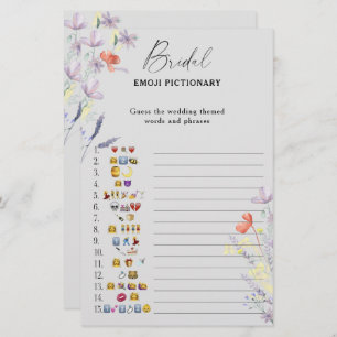 Boho floral bridal shower emoji pictionary game