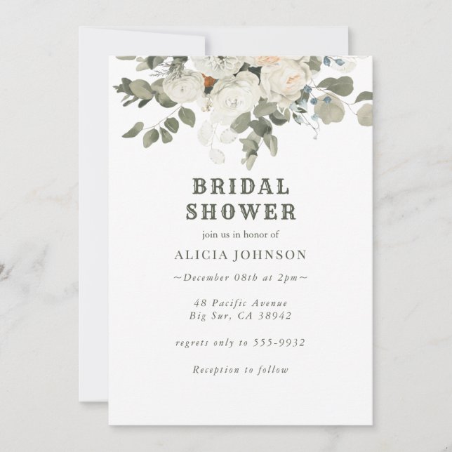 Boho Floral Bridal Shower  Invitation (Front)