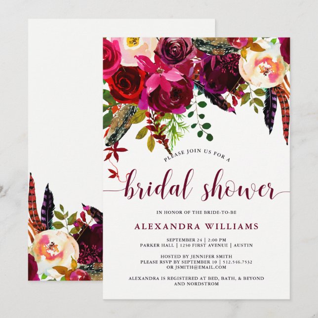 Boho Floral | Bridal Shower Invitation (Front/Back)