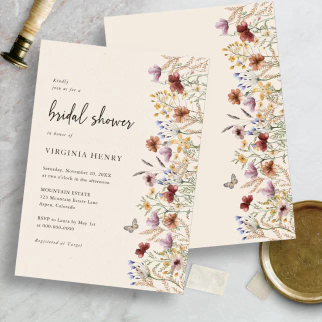 Boho Floral Bridal Shower Invitation | Zazzle