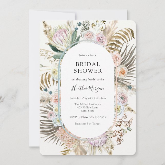 Boho Floral Bridal Shower Invitation (Front)