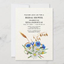Boho Floral Bridal Shower Invitations - Elegant