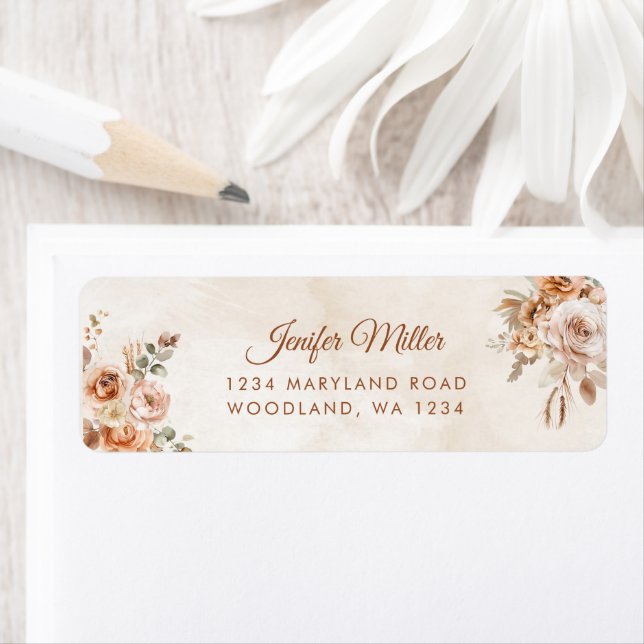 Boho Floral Bridal Shower Label (Insitu)