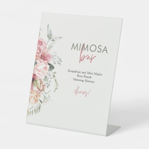 Boho Floral Bridal Shower Mimosa Bar Pedestal Sign