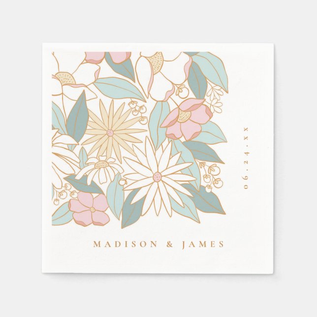 Boho Floral Bridal Shower  Napkins (Front)