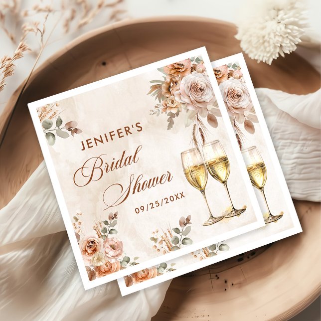 Boho Floral Bridal Shower Napkins (Creator Uploaded)