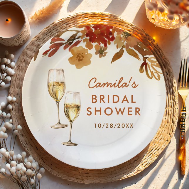Boho Floral Bridal Shower Paper Plates (Creator Uploaded)