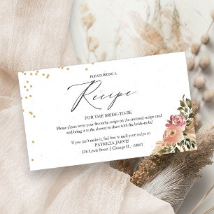 Boho Floral Bridal Shower Recipe Request Enclosure Card