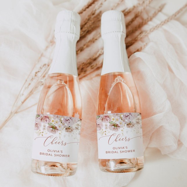 Boho floral bridal shower Sparkling Wine label (Creator Uploaded)
