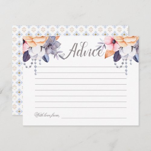 Boho Floral Bridal Shower Wedding Advice Invitation