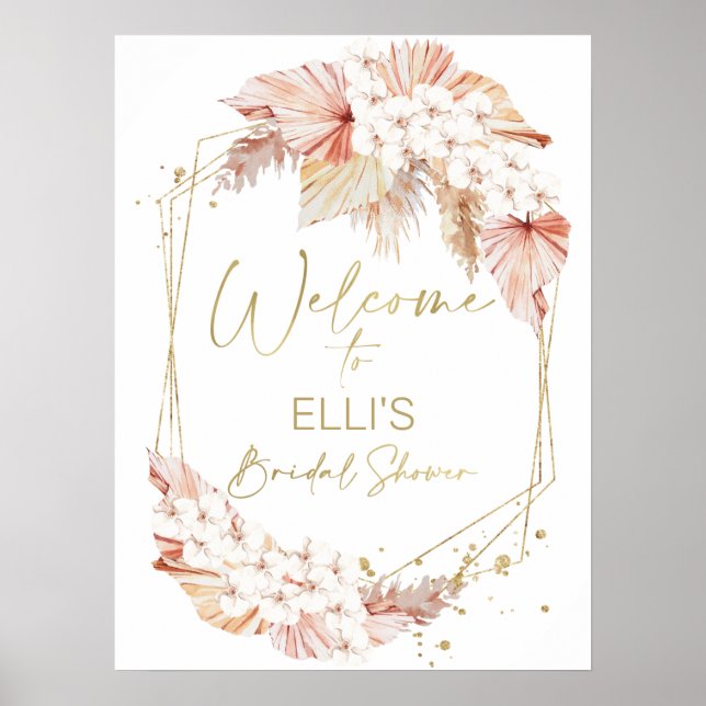 Boho Floral Bridal Shower Welcome Sign (Front)