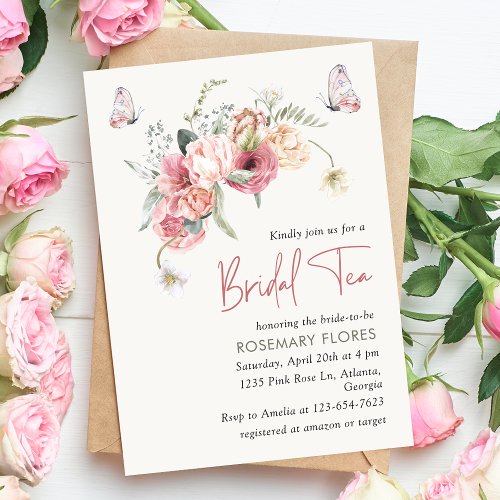 Boho Floral Bridal Tea Brodal Shower Invitation