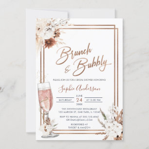 Boho Floral Brunch & Bubbly Bridal Shower Invitation