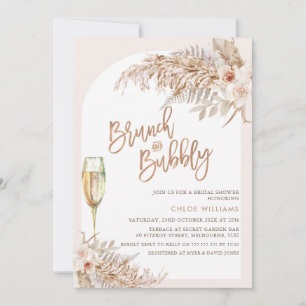 Boho Floral Brunch Bubbly Bridal Shower   Invitation