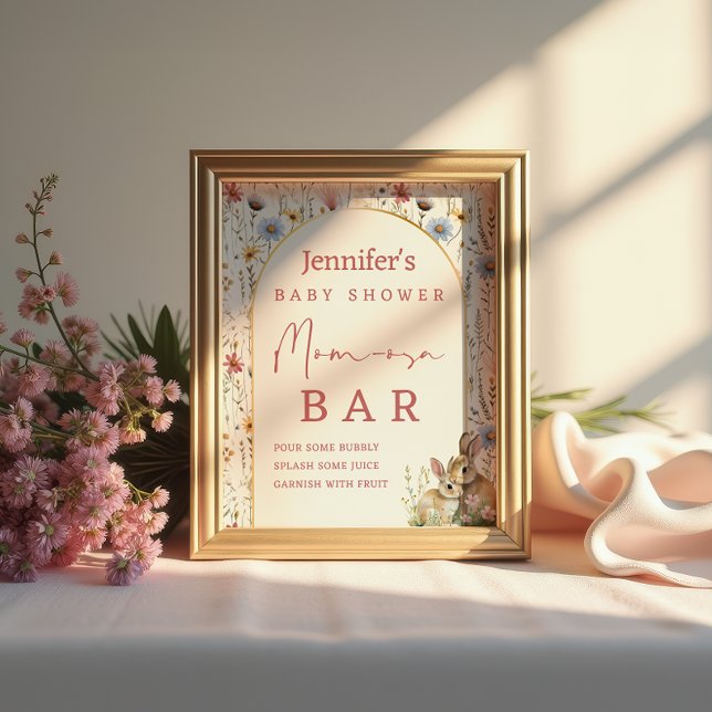 Boho Floral Bunny Beige Mom-osa Bar Sign (Creator Uploaded)