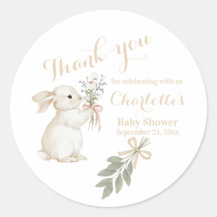 Boho Floral Bunny Beige Sticker