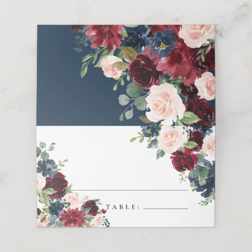 Boho Floral Burgundy Blush Place Cards