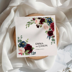 Boho Floral Burgundy Blush Wedding Napkins