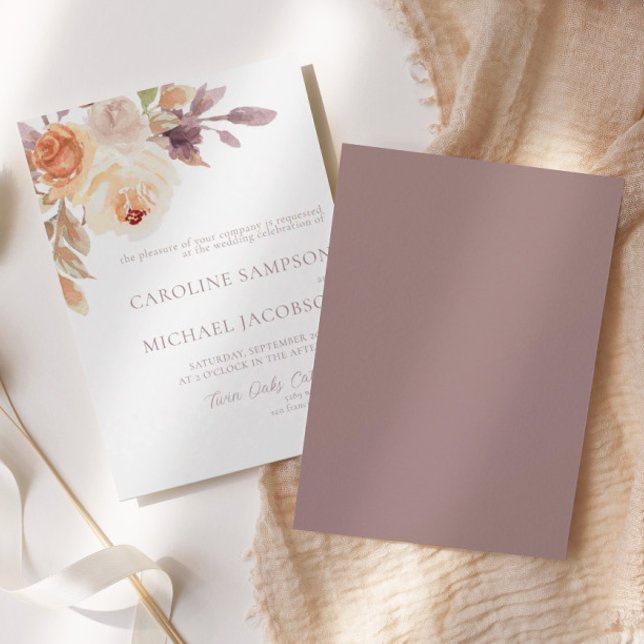 Boho Floral Burnt Orange Fall Wedding Invitation (Creator Uploaded)