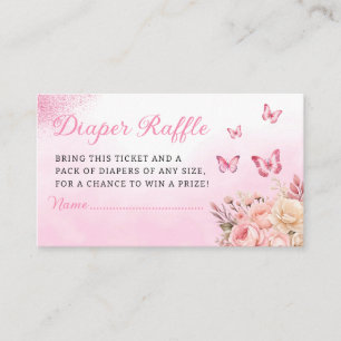 Boho Floral Butterfly Diaper Raffle Baby Shower Enclosure Card