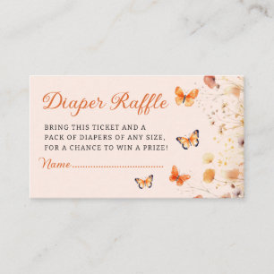 Boho Floral Butterfly Diaper Raffle Baby Shower Enclosure Card