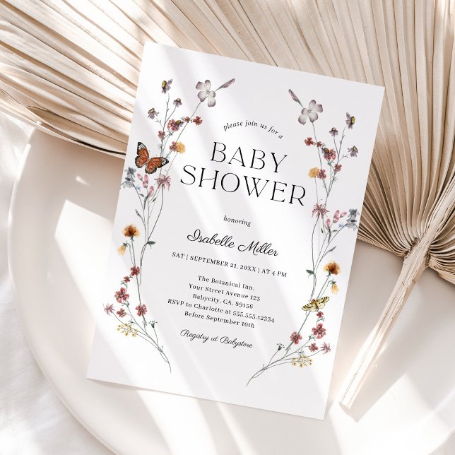 Boho Floral Butterfly Girl Baby Shower Brunch  Invitation (Creator Uploaded)