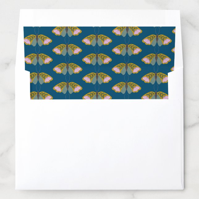 Boho Floral Butterfly Illustration Patter Blue Envelope Liner (In Envelope)