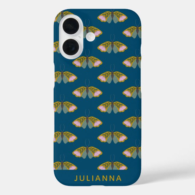 Boho Floral Butterfly Illustration Personalized Case-Mate iPhone Case (Back)