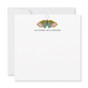 Boho Floral Butterfly Illustration Personalized Note Card