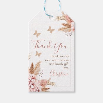 Boho Floral Butterfly Kisses Baby Shower Thank You Gift Tags by figtreedesign at Zazzle