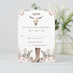 Boho Floral Cactus Rodeo 21st Birthday RSVP Card
