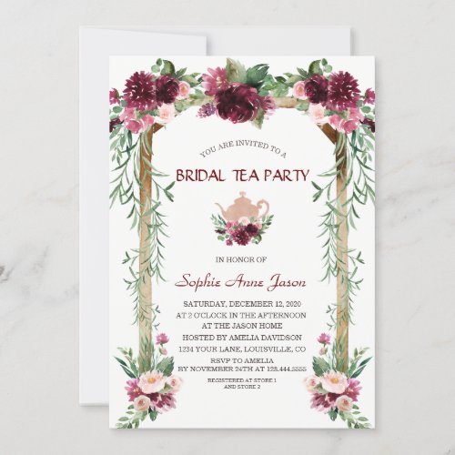 Boho Floral Canopy Fall Bridal Tea Party Invitation