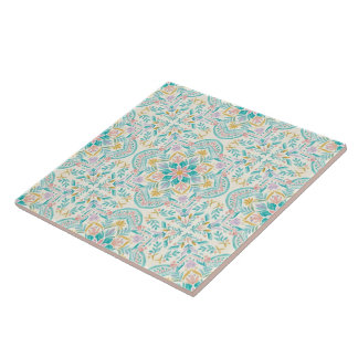 Boho Floral Ceramic Tile