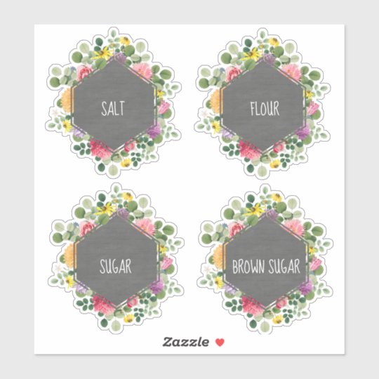 Boho Floral Chalkboard Kitchen Canister Label