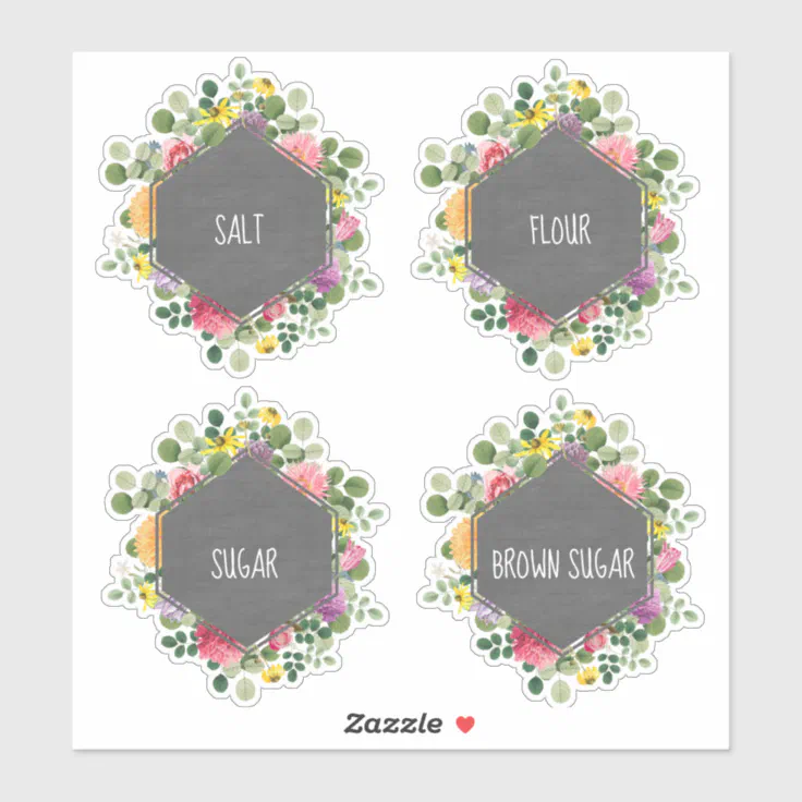 Boho Floral Chalkboard Kitchen Canister Label Zazzle