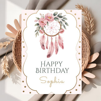 Boho Floral Chic Birthday Card