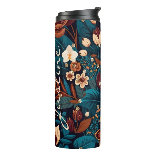 Boho Floral Chic Classy Thermal Tumbler (Rotated Left)