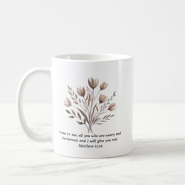 Boho Floral Christian Ceramic Mug (Left)