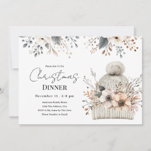 Boho Floral Christmas Dinner Invitation